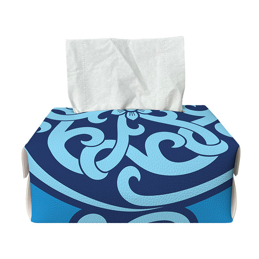 Blue Celtic Symbol Print Rectangle Tissue Box Cover