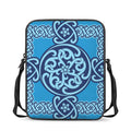 Blue Celtic Symbol Print Rectangular Crossbody Bag