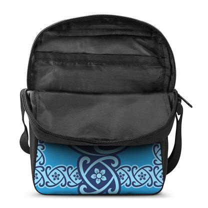 Blue Celtic Symbol Print Rectangular Crossbody Bag
