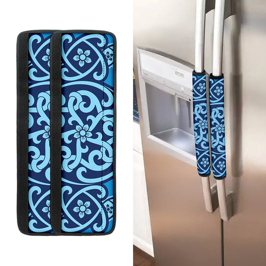 Blue Celtic Symbol Print Refrigerator Handle Covers