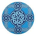Blue Celtic Symbol Print Round Blanket