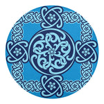 Blue Celtic Symbol Print Round Blanket