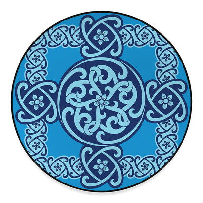 Blue Celtic Symbol Print Round Floor Mat