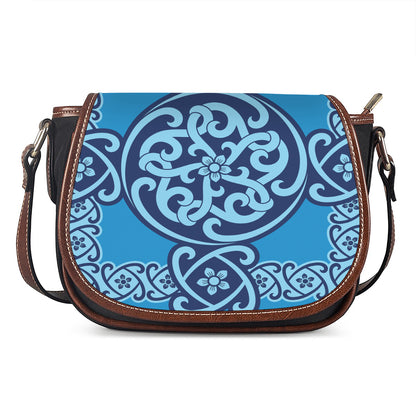 Blue Celtic Symbol Print Saddle Bag