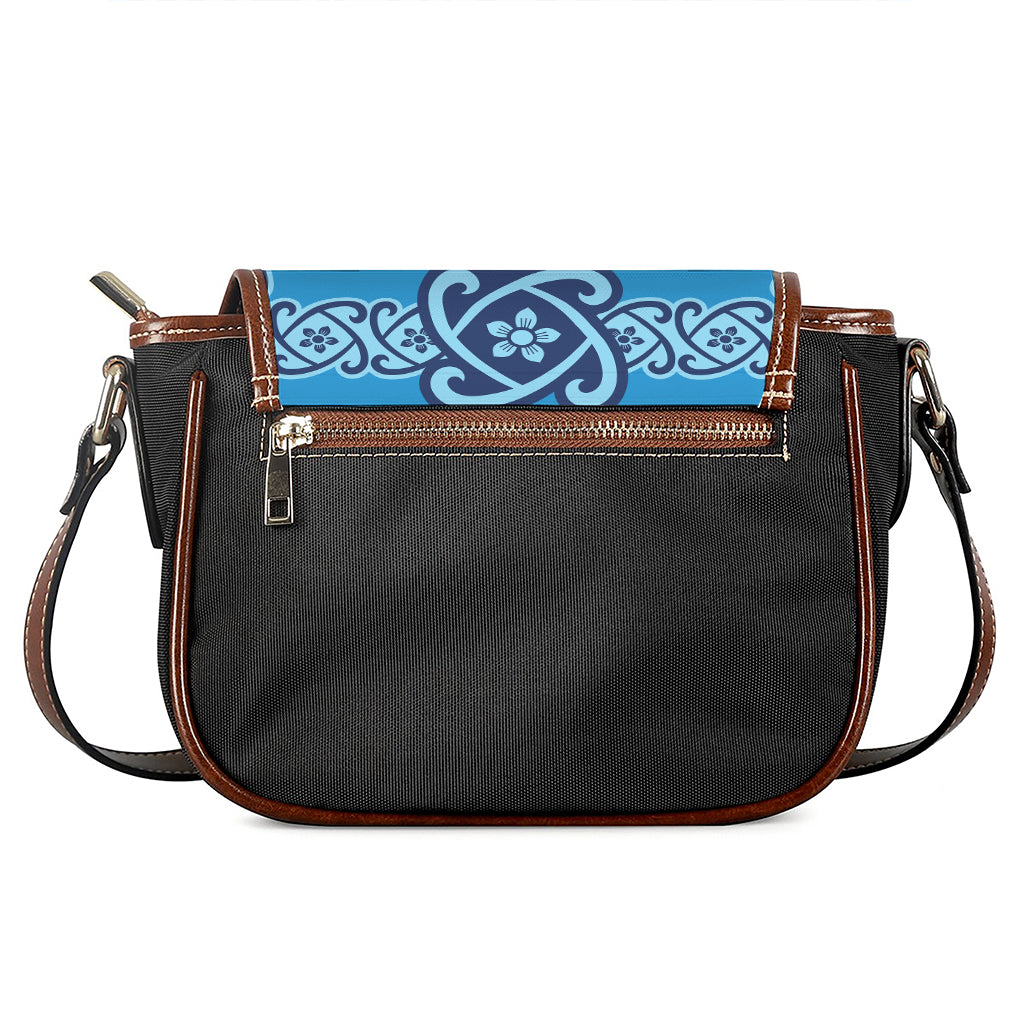 Blue Celtic Symbol Print Saddle Bag