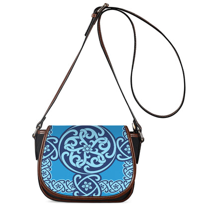 Blue Celtic Symbol Print Saddle Bag