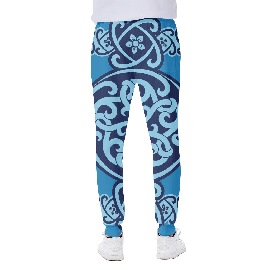 Blue Celtic Symbol Print Scuba Joggers