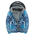 Blue Celtic Symbol Print Sherpa Lined Zip Up Hoodie