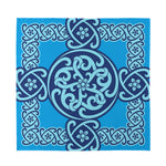 Blue Celtic Symbol Print Silk Bandana