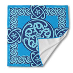 Blue Celtic Symbol Print Silk Bandana