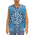 Blue Celtic Symbol Print Sleeveless Baseball Jersey