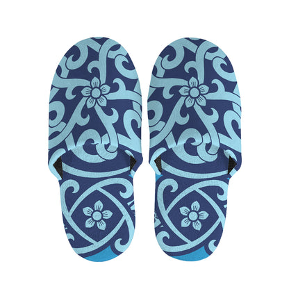 Blue Celtic Symbol Print Slippers