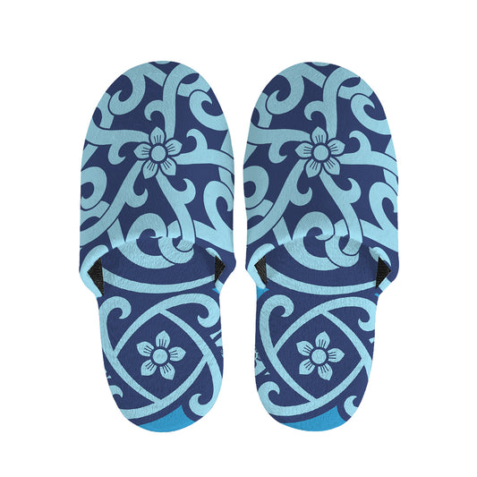 Blue Celtic Symbol Print Slippers