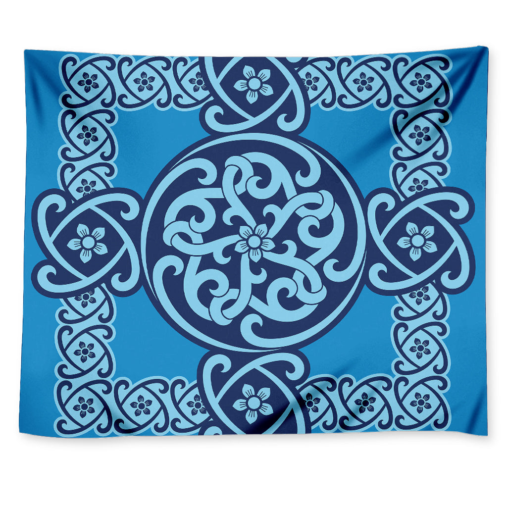 Blue Celtic Symbol Print Tapestry