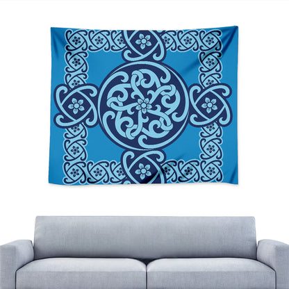 Blue Celtic Symbol Print Tapestry