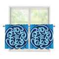 Blue Celtic Symbol Print Tier Curtains