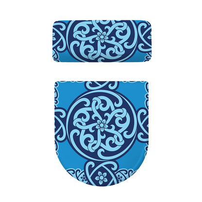 Blue Celtic Symbol Print Toilet Lid And Tank Cover Set
