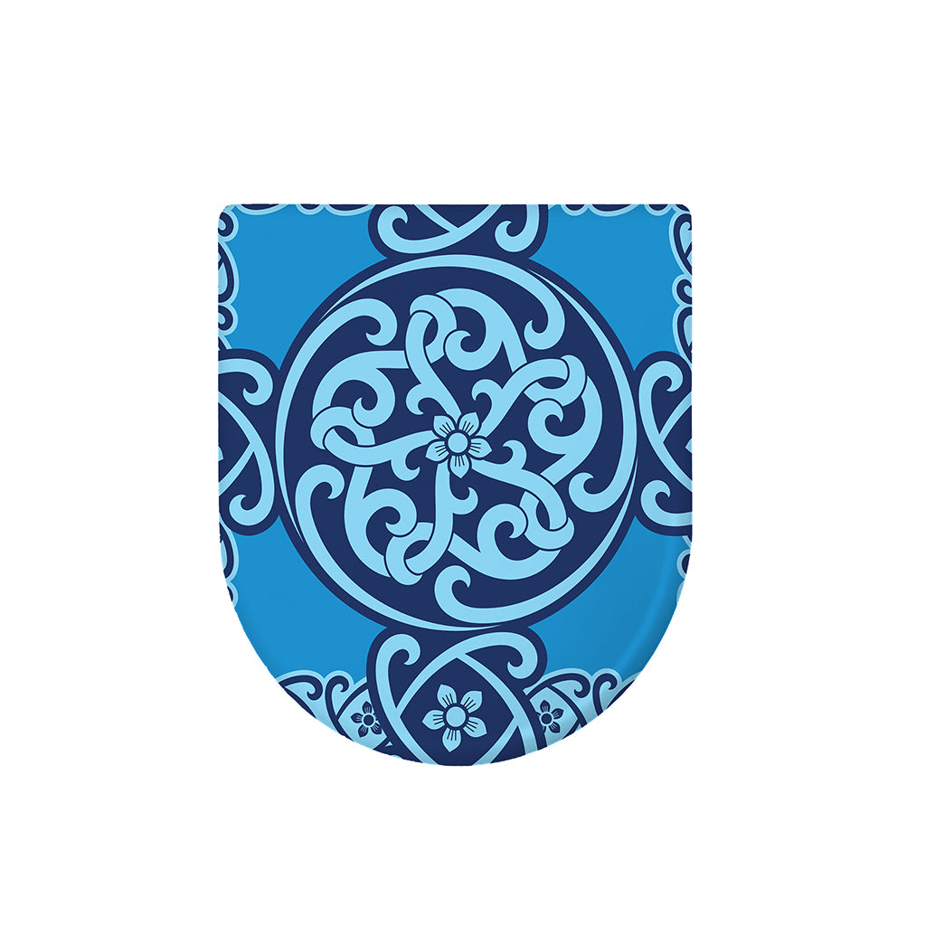 Blue Celtic Symbol Print Toilet Lid Cover