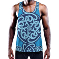 Blue Celtic Symbol Print Men's Workout Tank Top