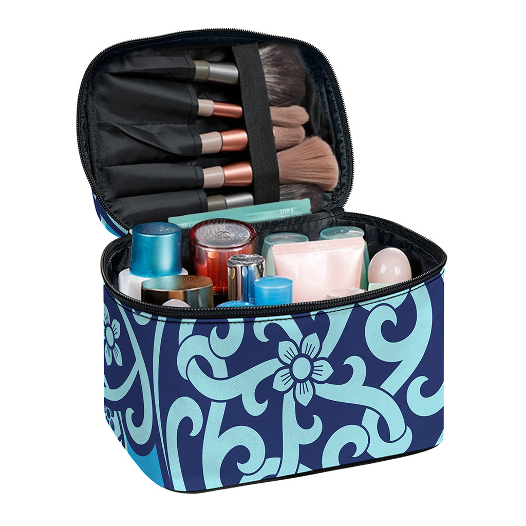 Blue Celtic Symbol Print Travel Makeup Bag