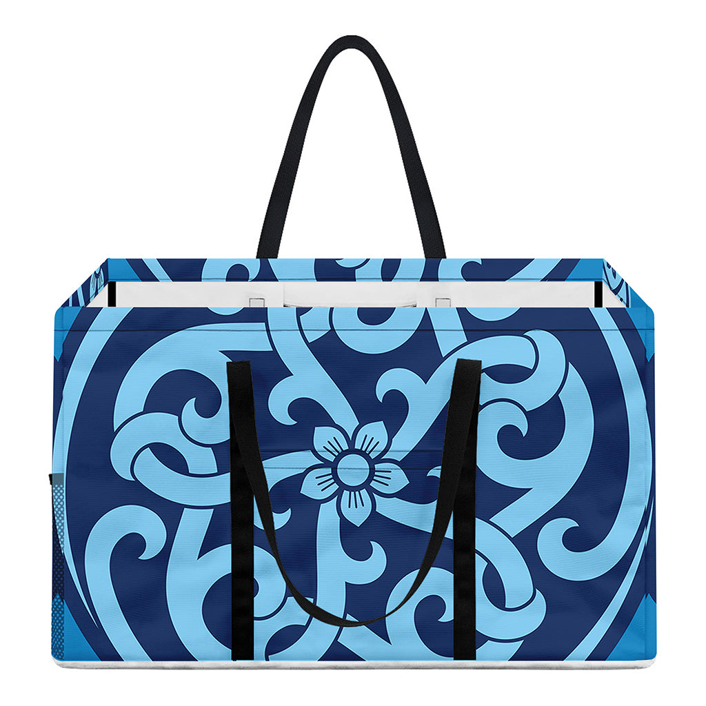 Blue Celtic Symbol Print Utility Tote Bag