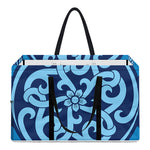 Blue Celtic Symbol Print Utility Tote Bag