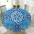 Blue Celtic Symbol Print Waterproof Round Tablecloth