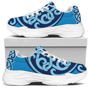 Blue Celtic Symbol Print White Chunky Shoes