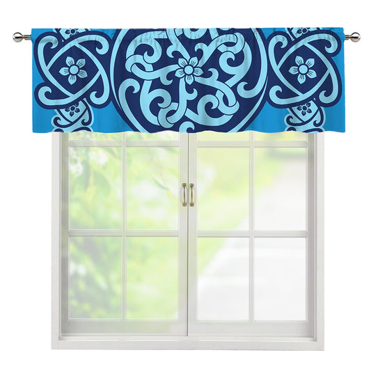 Blue Celtic Symbol Print Window Valance