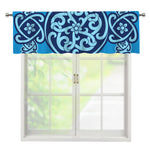 Blue Celtic Symbol Print Window Valance