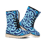 Blue Celtic Symbol Print Winter Boots