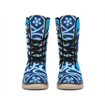 Blue Celtic Symbol Print Winter Boots