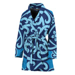 Blue Celtic Symbol Print Women's Bathrobe