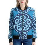 Blue Celtic Symbol Print Women's Bomber Jacket