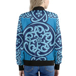 Blue Celtic Symbol Print Women's Bomber Jacket
