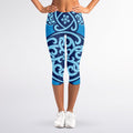 Blue Celtic Symbol Print Women's Capri Leggings