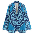Blue Celtic Symbol Print Women's Cotton Blazer