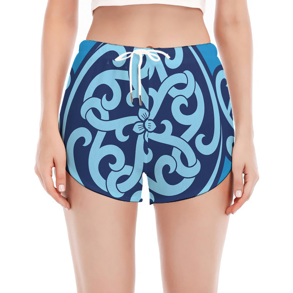 Blue Celtic Symbol Print Women's Split Running Shorts