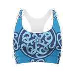 Blue Celtic Symbol Print Women's Sports Bra