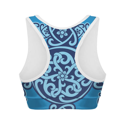 Blue Celtic Symbol Print Women's Sports Bra