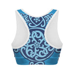 Blue Celtic Symbol Print Women's Sports Bra