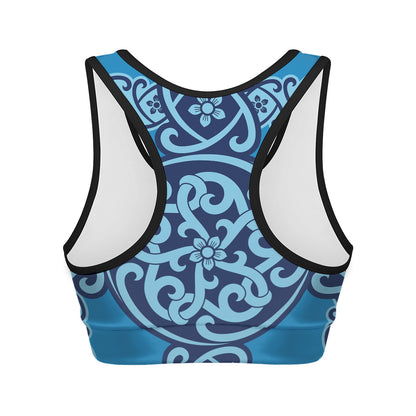 Blue Celtic Symbol Print Women's Sports Bra
