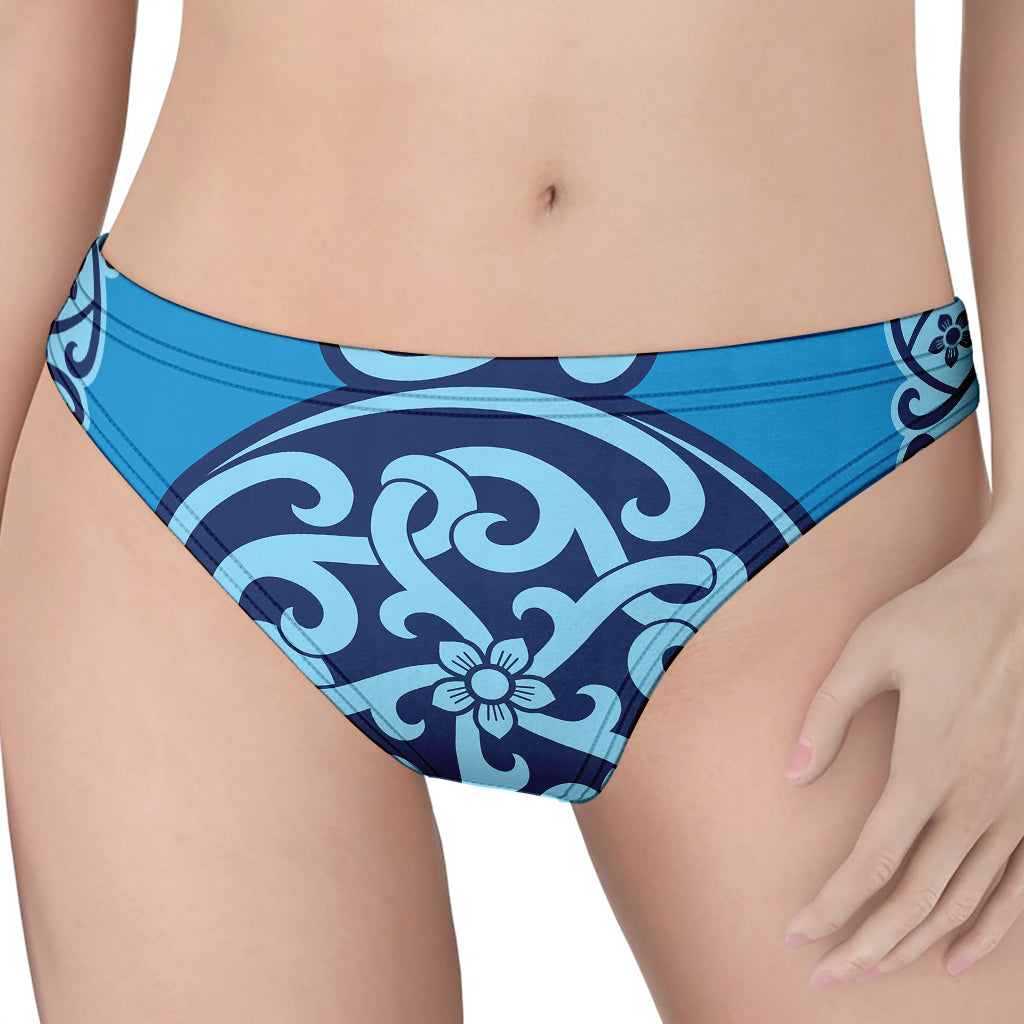 Blue Celtic Symbol Print Women's Thong