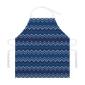 Blue Chevron Knitted Pattern Print Adjustable Apron