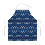 Blue Chevron Knitted Pattern Print Adjustable Apron