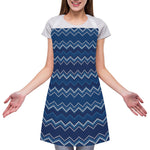 Blue Chevron Knitted Pattern Print Adjustable Apron