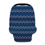 Blue Chevron Knitted Pattern Print Baby Seat Cover