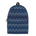 Blue Chevron Knitted Pattern Print School Backpack