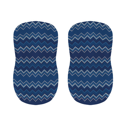 Blue Chevron Knitted Pattern Print Bar Stool Covers