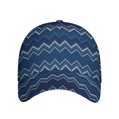 Blue Chevron Knitted Pattern Print Baseball Cap